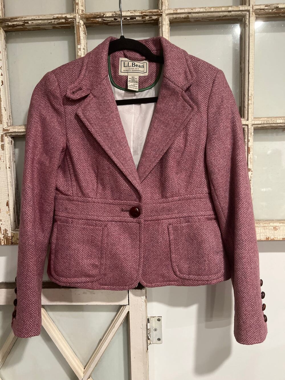 NWOT L.L.Bean size 6P 6 petite pink wool blazer jacket